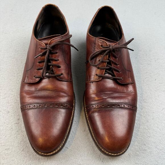 Cole Haan NikeAir Oxford Shoes Men\'s 9 Brown Leather Cap Toe Brogue Lace Up